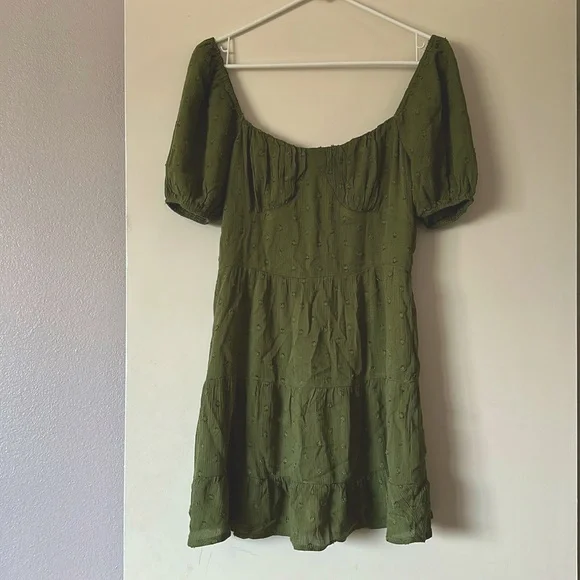 green emerald velvet dress Olive Green Cotton Flax Ankle Length Flared Sundress 44